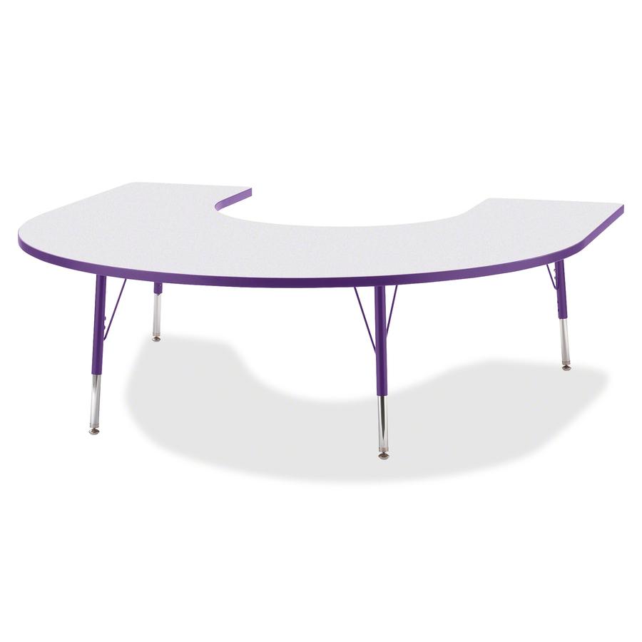 Jonti-Craft Berries Elementary Height Prism Edge Horseshoe Table - Laminated Horseshoe-shaped, Purple Top - Four Leg Base - 4 Legs - Adjustable Height - 15" to 24" Adjustment - 66" Table Top Length x . Picture 3