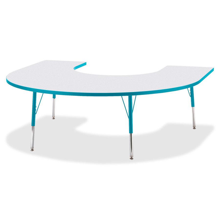 Jonti-Craft Berries Prism Horseshoe Student Table - Laminated Horseshoe-shaped, Teal Top - Four Leg Base - 4 Legs - Adjustable Height - 24" to 31" Adjustment - 66" Table Top Length x 60" Table Top Wid. Picture 2