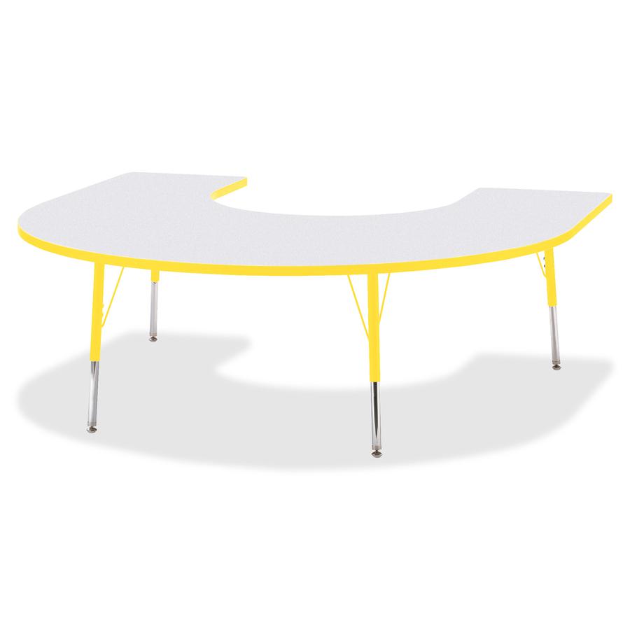 Jonti-Craft Berries Prism Horseshoe Student Table - Laminated Horseshoe-shaped, Yellow Top - Four Leg Base - 4 Legs - Adjustable Height - 24" to 31" Adjustment - 66" Table Top Length x 60" Table Top W. Picture 5