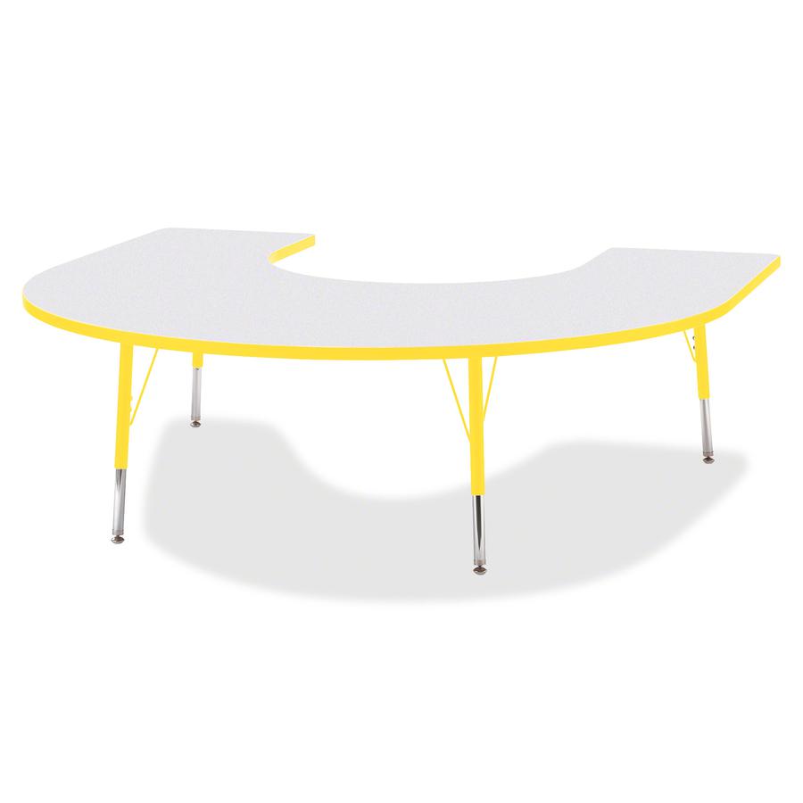 Jonti-Craft Berries Elementary Height Prism Edge Horseshoe Table - Laminated Horseshoe-shaped, Yellow Top - Four Leg Base - 4 Legs - Adjustable Height - 15" to 24" Adjustment - 66" Table Top Length x . Picture 3