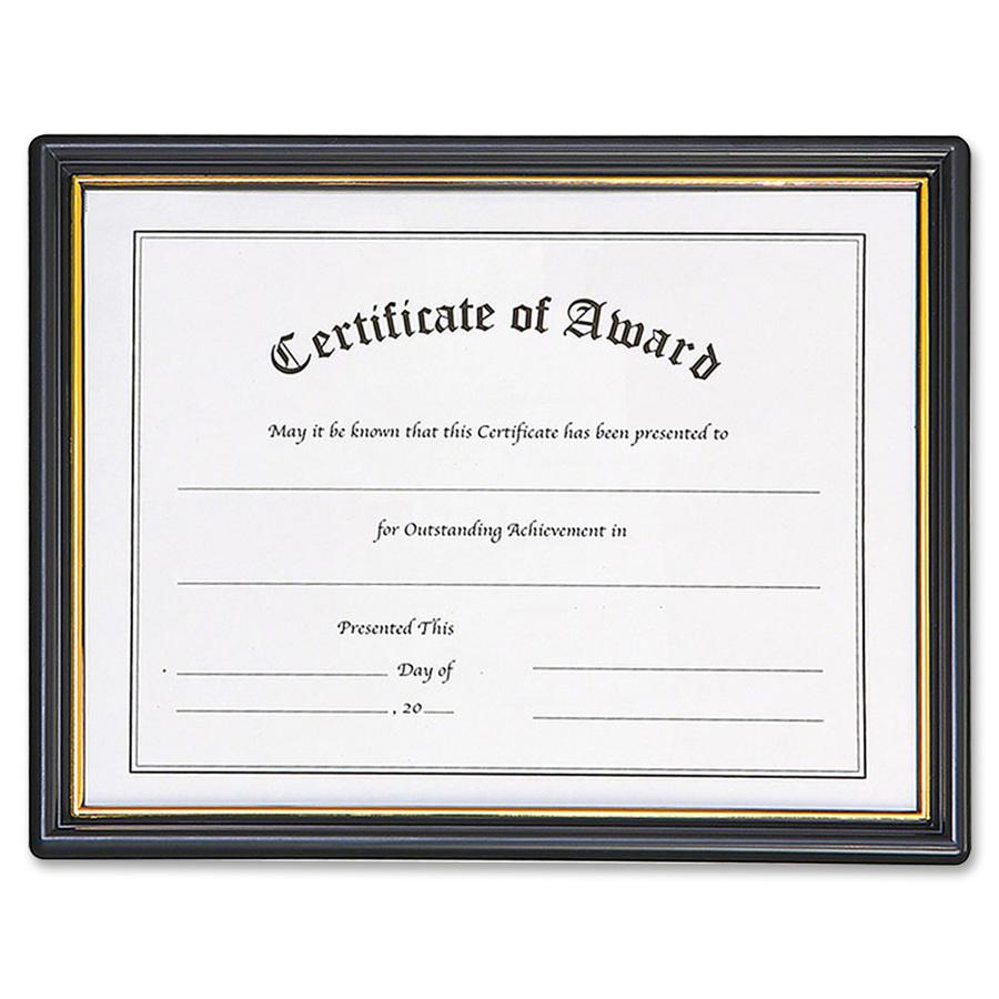 nudell Plastic Framed Award Certificate - 8.50" x 11" Frame Size - Rectangle - Hanger - Plastic - Gold, Black. Picture 2