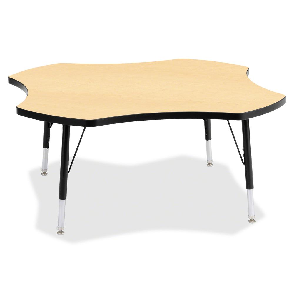 Jonti-Craft Berries Color Top Four Leaf Activity Table - Laminated, Maple Top - Four Leg Base - 4 Legs - Adjustable Height - 24" to 31" Adjustment x 1.13" Table Top Thickness x 48" Table Top Diameter . Picture 2