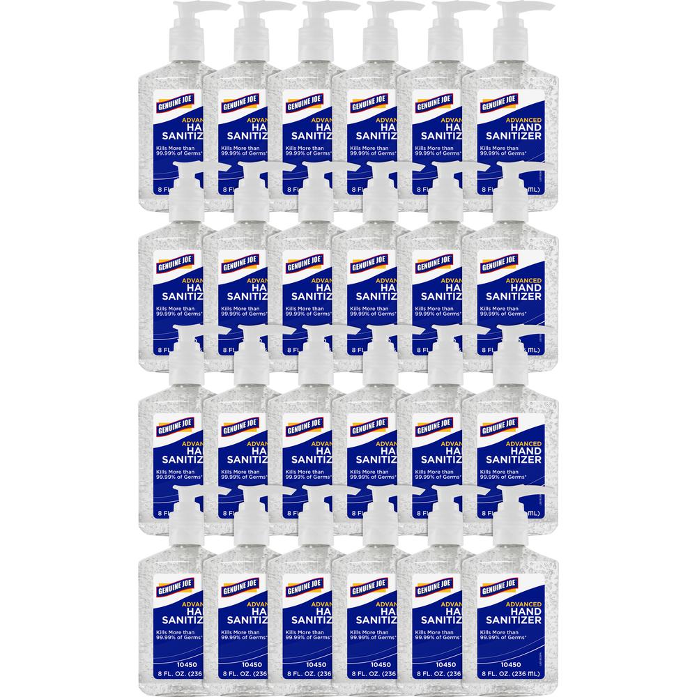 Genuine Joe Hand Sanitizer - Neutral Scent - 8.5 fl oz (251.4 mL) - Pump Bottle Dispenser - Kill Germs - Hand - Clear - Bio-based - 24 / Carton. Picture 2