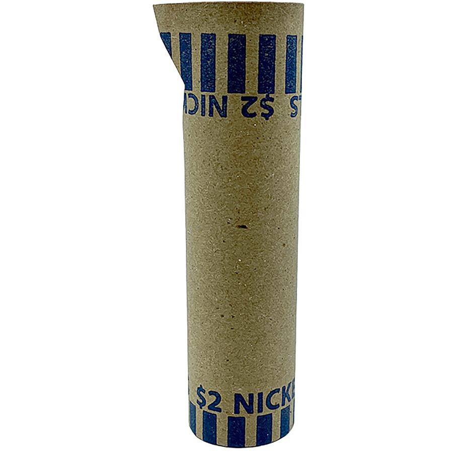 PAP-R Tubular Coin Wrappers - Total $2.00 in 40 Coins of 5¢ Denomination - Heavy Duty, Burst Resistant - Kraft - Blue - 1000 / Box. Picture 4