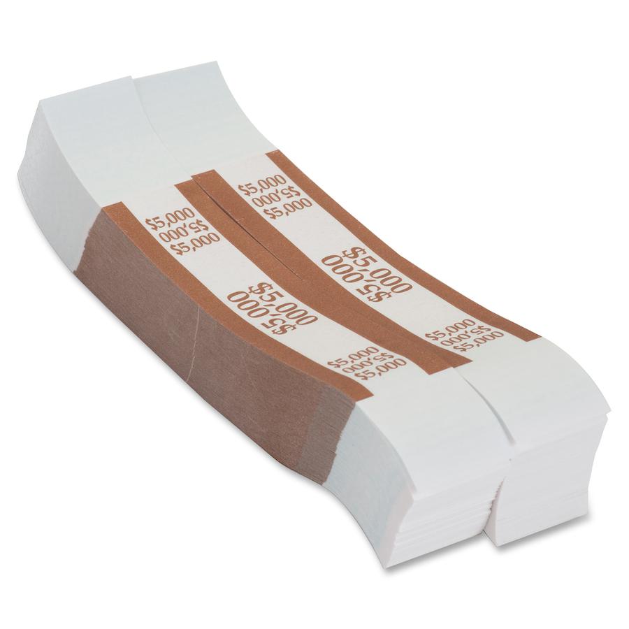 PAP-R Currency Straps - 1.25" Width - Total $5,000 in $50 Denomination - Self-sealing, Self-adhesive, Durable - 20 lb Basis Weight - Kraft - White, Multi - 1000 / Pack. Picture 6