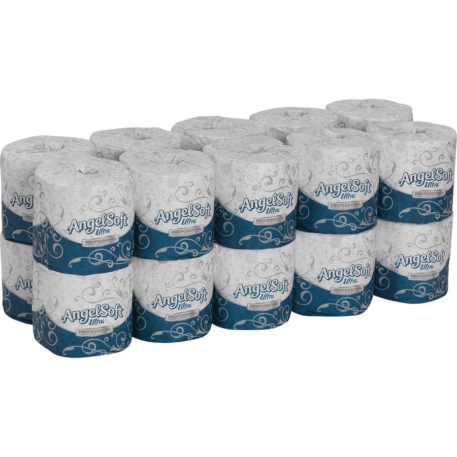Angel Soft Ultra Professional Series Embossed Toilet Paper - 2 Ply - 4.50" x 4" - 400 Sheets/Roll - White - 20 / Carton. Picture 3