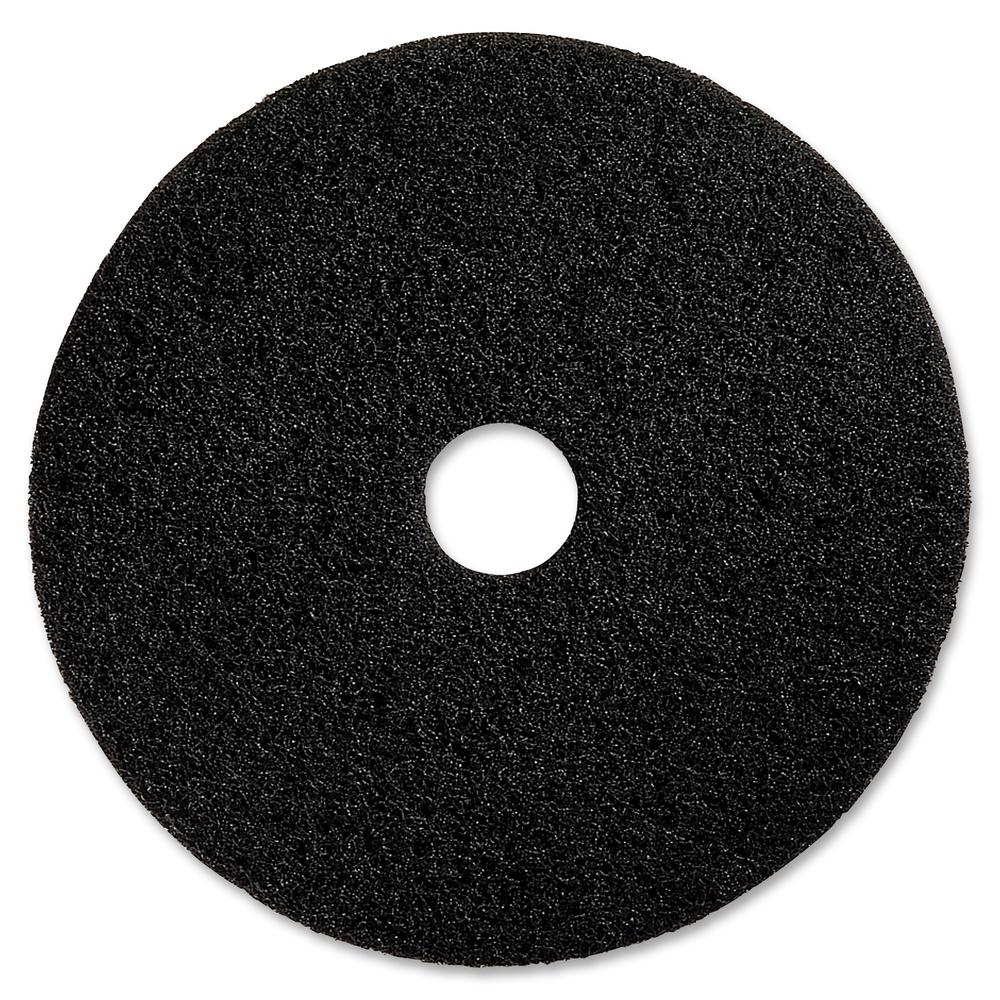 Genuine Joe Black Floor Stripping Pad - 13" Diameter - 5/Carton x 13" Diameter x 1" Thickness - Stripping - 175 rpm to 350 rpm Speed Supported - Resilient, Heavy Duty, Flexible, Long Lasting - Fiber -. Picture 2