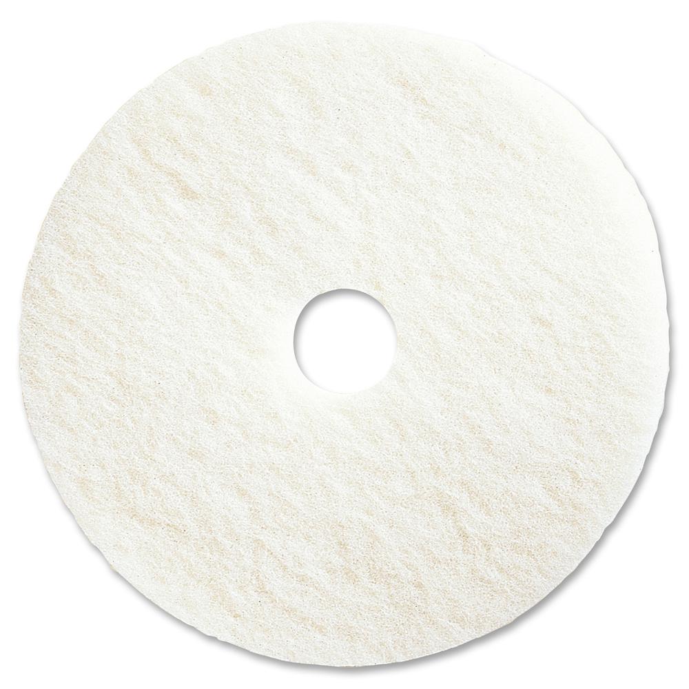 Genuine Joe 20" Super White Floor Pad - 20" Diameter - 5/Carton x 20" Diameter x 1" Thickness - Floor - 1000 rpm to 3000 rpm Speed Supported - Resilient, Flexible, Soft, Durable, Long Lasting - Fiber . Picture 2