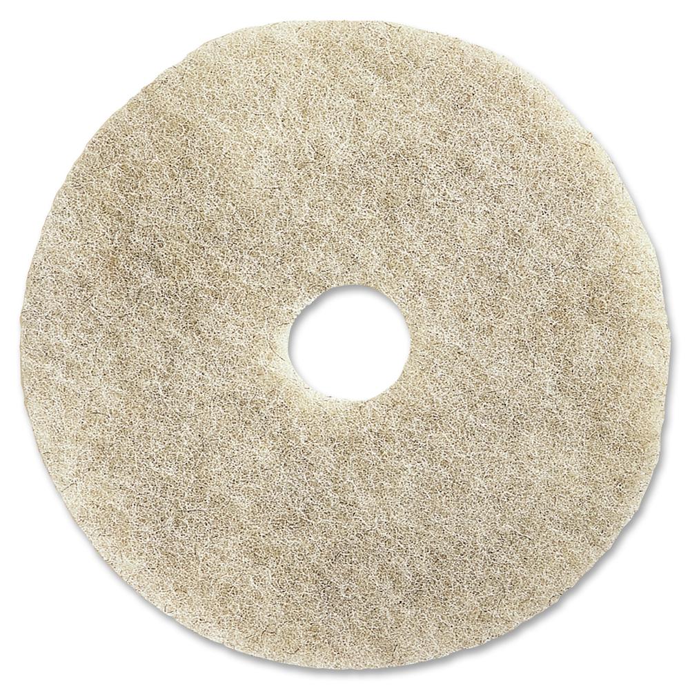 Genuine Joe 20" Natural Light Floor Pad - 20" Diameter - 5/Carton x 20" Diameter x 1" Thickness - Buffing, Floor - 1500 rpm to 3000 rpm Speed Supported - Flexible, Resilient, Soft, Non-abrasive, Dirt . Picture 2