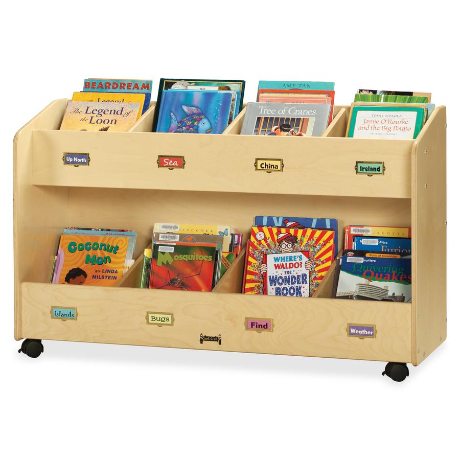 Jonti-Craft Mobile Section Book Storage Organizer - 8 Compartment(s) - 29.5" Height x 48" Width x 16" Depth - Label Holder, Lockable Casters, Rounded Corner, Durable, Yellowing Resistant - Baltic - Ac. Picture 4