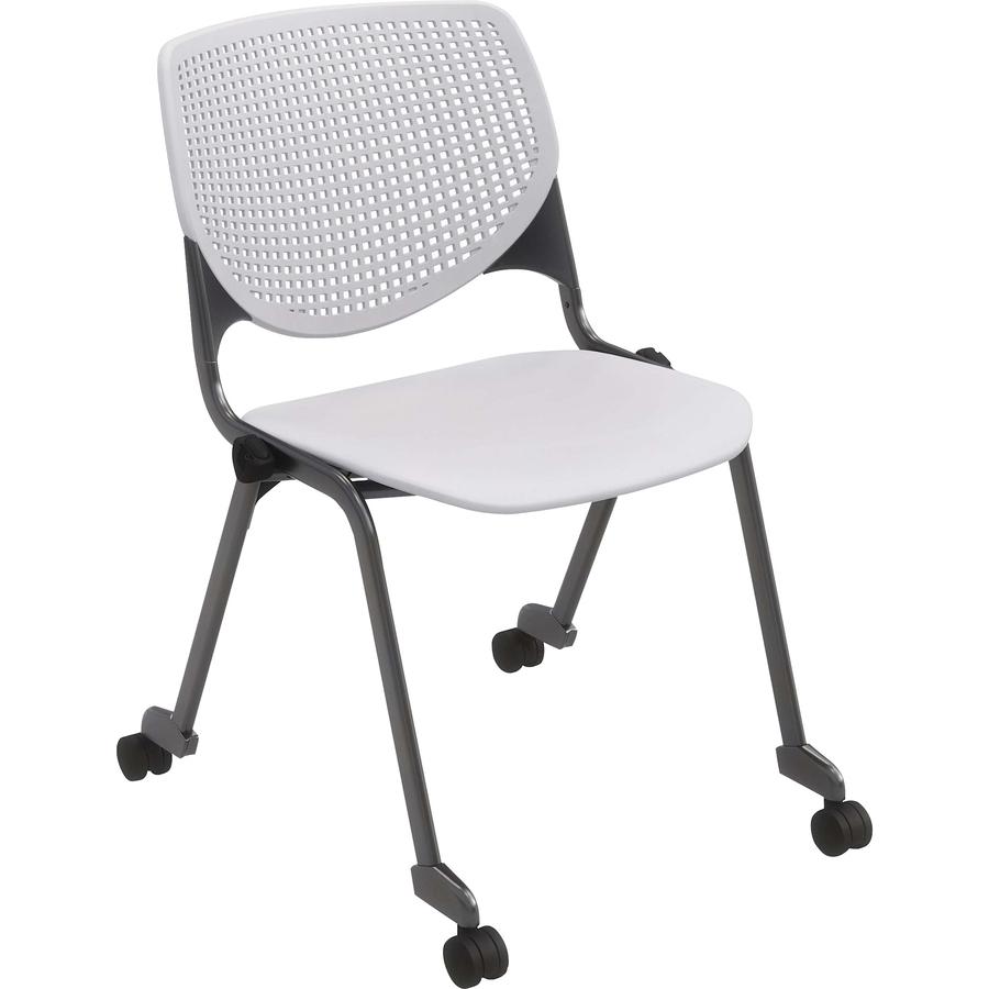 KFI "2300" Series Stack Chair - Light Gray Polypropylene Seat - Light Gray Polypropylene Back - Silver, Powder Coated Tubular Steel Frame - Four-legged Base - 1 Each. Picture 4