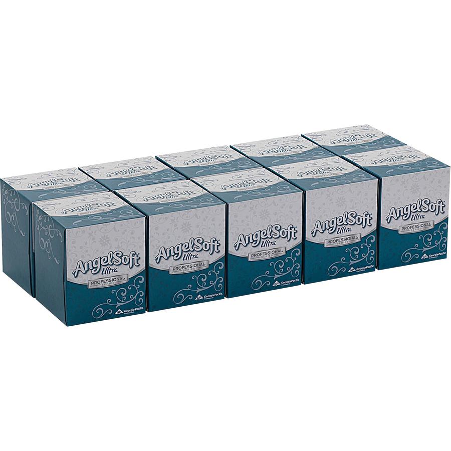 Angel Soft Ultra Professional Series Cube Box Facial Tissue - 2 Ply - 7.60" x 8.50" - White - 96 Per Box - 10 / Carton. Picture 3