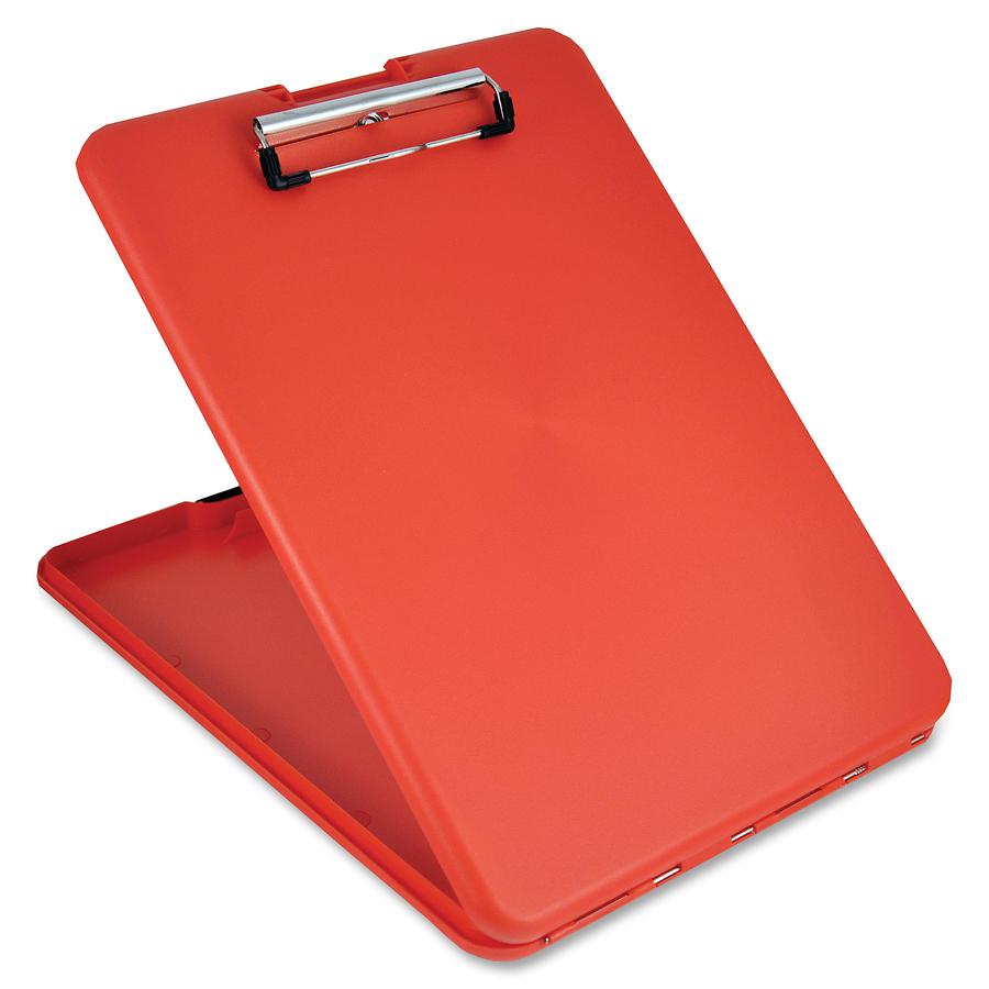 Saunders SlimMate Storage Clipboard - 0.50" Clip Capacity - Storage for Stationary, Tablet, iPad, eReader, Document, Paper - Top Opening - 8 1/2" x 12" - Polypropylene - Red - 1 Each. Picture 4
