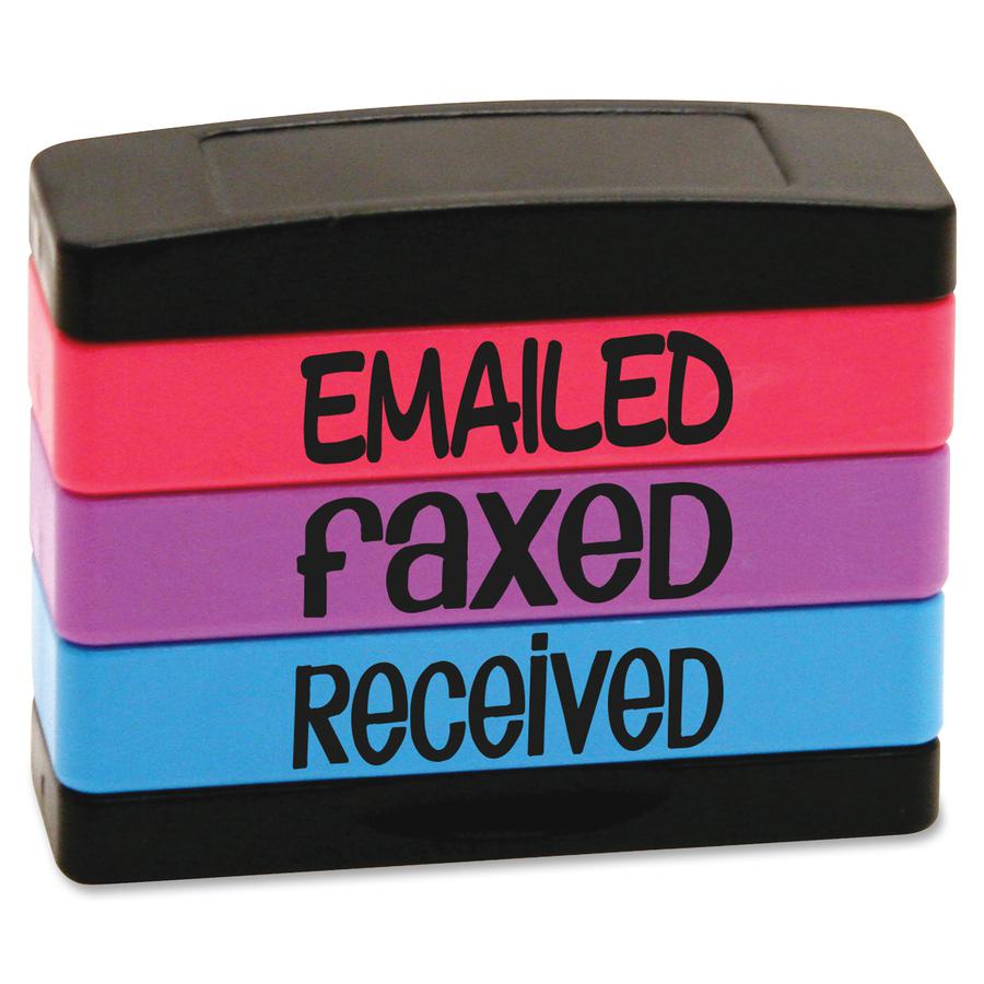 stackSTAMP Emailed Message Stamp Set - Message Stamp - "EMAILED, FAXED, RECEIVED" - 0.63" Impression Width x 1.81" Impression Length - Assorted - 1 Each. Picture 2