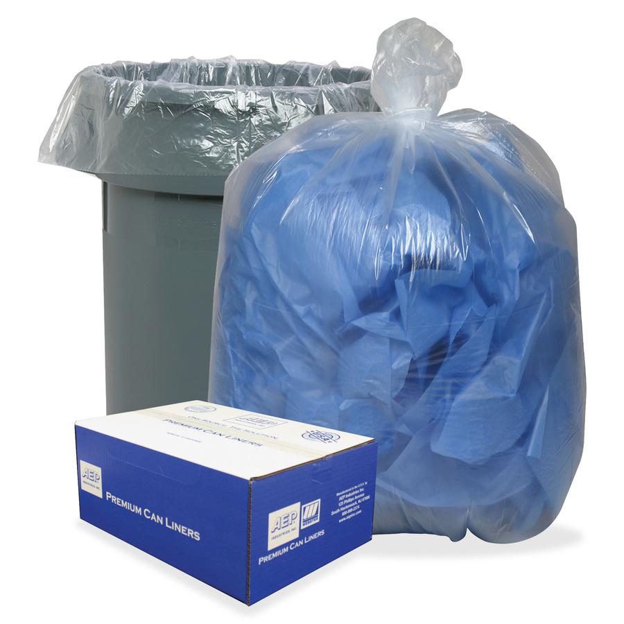 Webster .8 mil Heavy-duty Low-density Liners - 60 gal Capacity - 38" Width x 58" Length - 0.80 mil (20 Micron) Thickness - Low Density - Clear, Translucent - 100/Carton - Can. Picture 2