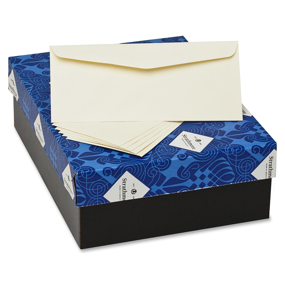 Strathmore Mohawk No. 10 Business Envelopes - Business - #10 - 9 1/2" Width x 4 1/8" Length - 24 lb - Flap - Paper, Cotton - 500 / Box - Ivory. Picture 2