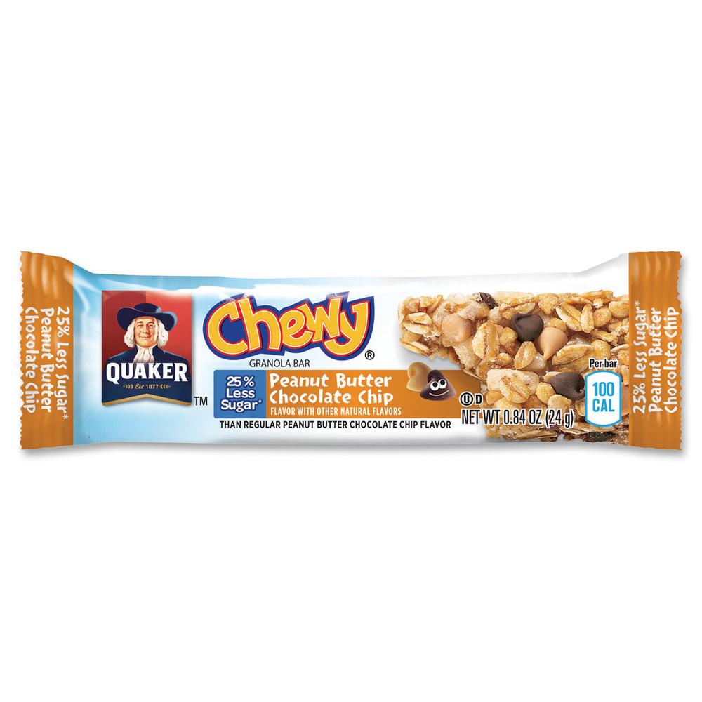 Quaker Oats Peanut Butter Choco Chip Granola Bars - Individually Wrapped - Peanut Butter, Chocolate Chip - 6.70 oz - 96 / Carton. Picture 2