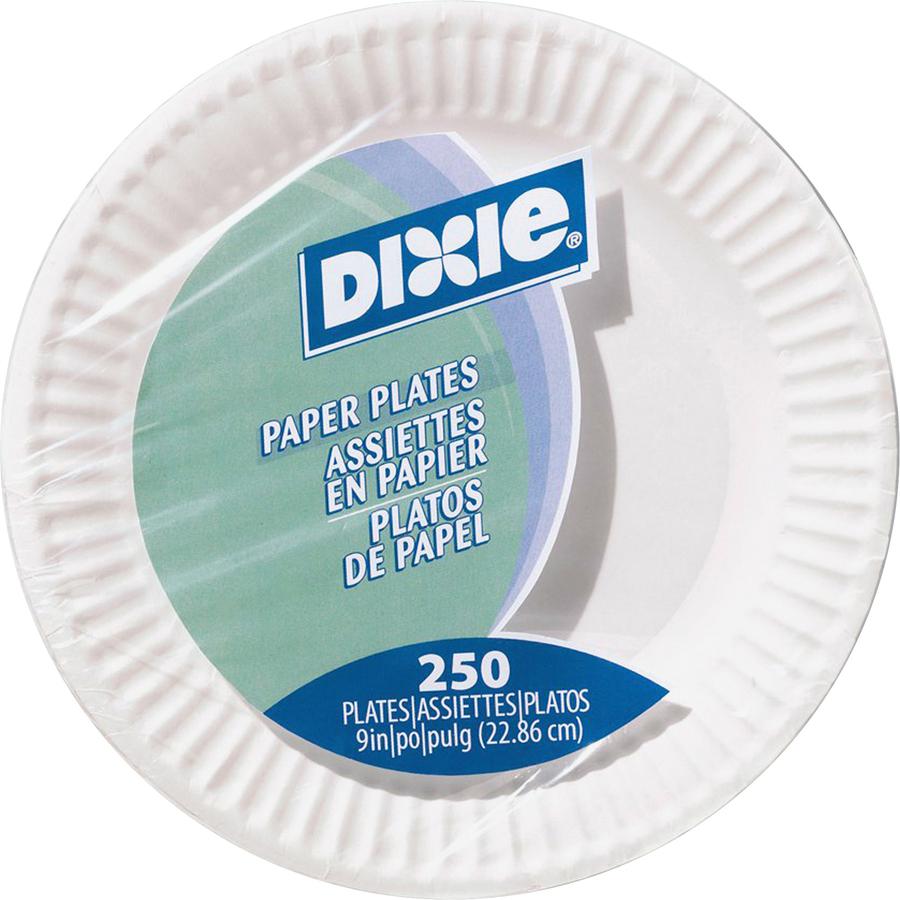 Dixie 9 Inch Uncoated Unprinted Paper Plates - Disposable - White - 250 / Pack. Picture 2