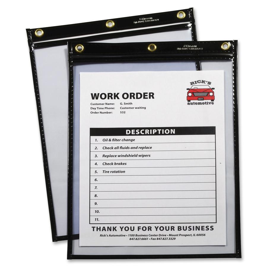 C-Line Super Heavyweight Plus Shop Ticket Holder, Stitched - Both Sides Clear, Black, 9 x 12, 15/BX, 50912. Picture 3