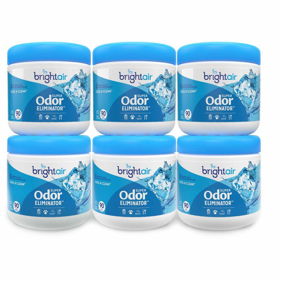 Bright Air Super Odor Eliminator Air Freshener - Gel - 450 ft³ - 14 fl oz (0.4 quart) - Cool, Clean - 60 Day - 6 / Carton. Picture 13