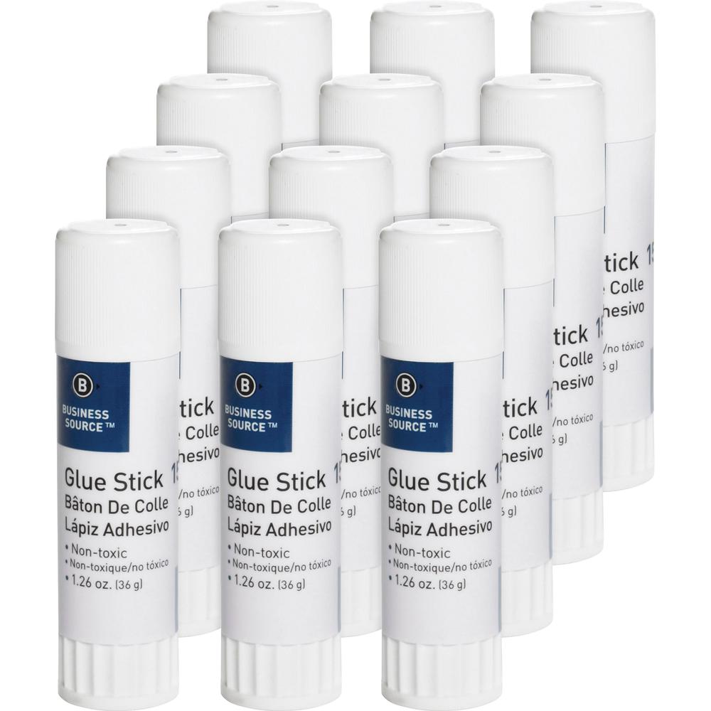 Business Source Glue Stick - 1.26 oz - 12 / Pack - White. Picture 3