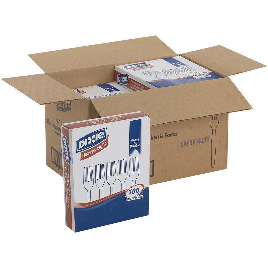 Dixie Heavyweight Disposable Forks Grab-N-Go by GP Pro - 100 / Box - 1000/Carton - Fork - 1000 x Fork - Polystyrene - White. Picture 5