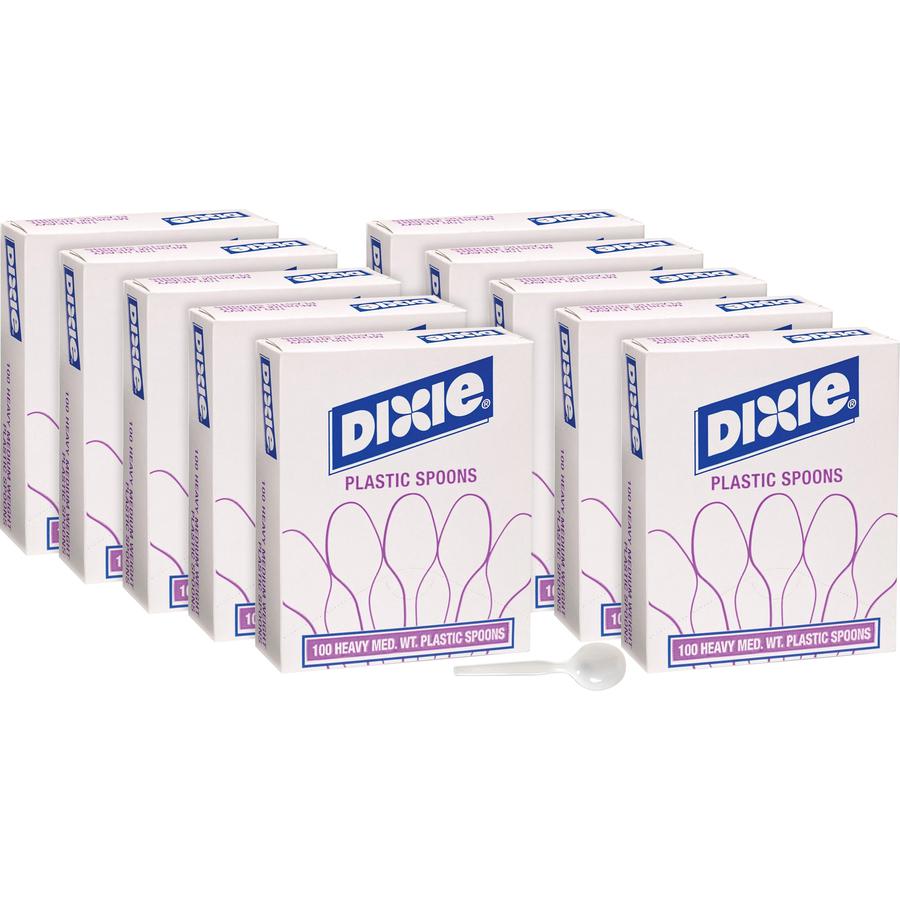 Dixie Heavy Medium-weight Disposable Soup Spoons Grab-N-Go by GP Pro - 100 / Box - 1000/Carton - Soup Spoon - 1000 x Soup Spoon - White. Picture 5