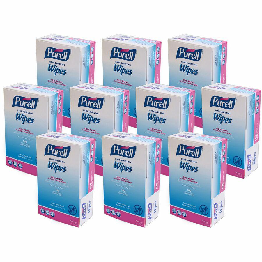 PURELL&reg; On-the-go Sanitizing Hand Wipes - 5" x 7" - Clear - 100 Per Box - 10 / Carton. Picture 7