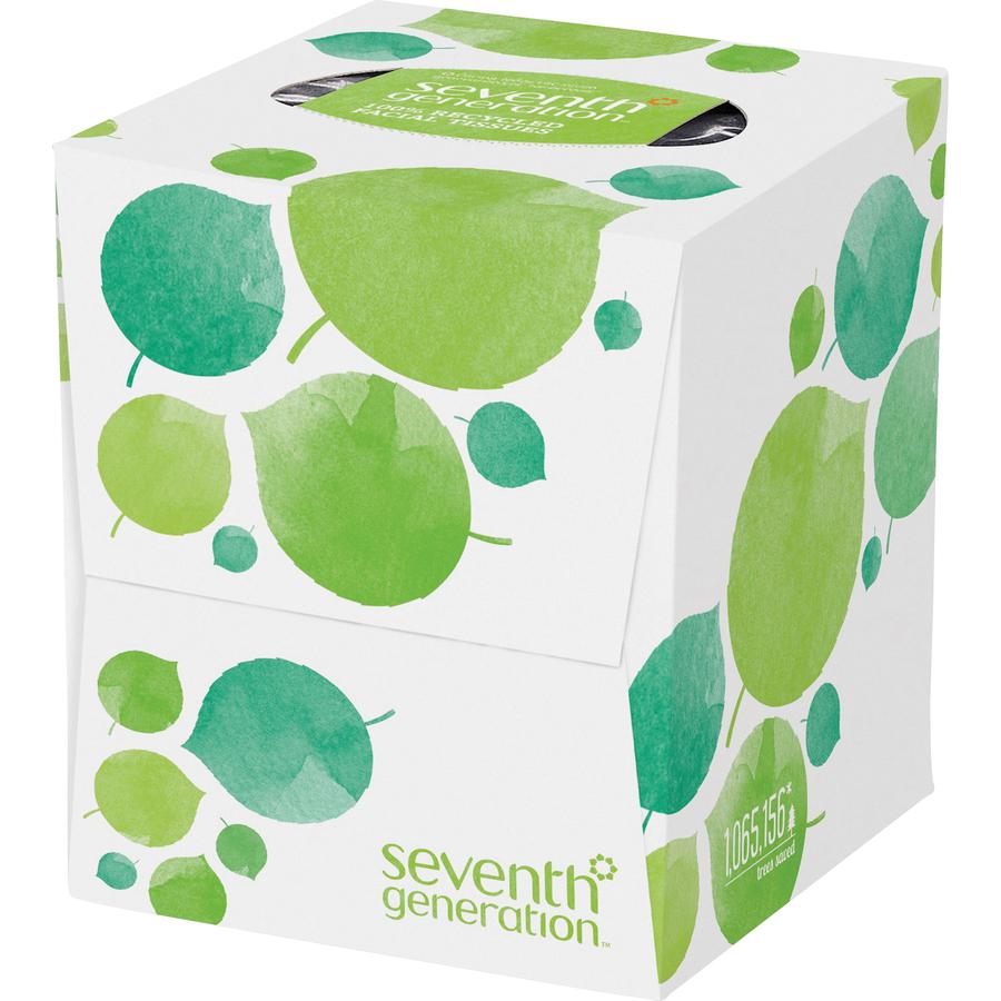 Seventh Generation 100% Recycled Facial Tissues - 2 Ply - White - Paper - Hypoallergenic, Non-chlorine Bleached, Dye-free, Fragrance-free, Absorbent - For Home, School, Office - 85 Per Box - 36 / Cart. Picture 3