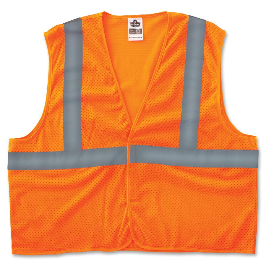 GloWear Class 2 Orange Super Econo Vest - Reflective, Machine Washable, Lightweight, Hook & Loop Closure - Large/Extra Large Size - 1 / Each. Picture 2