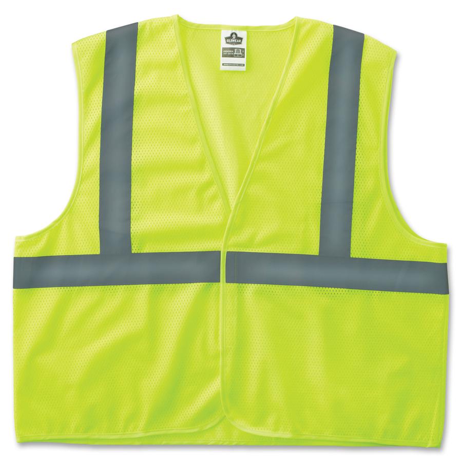 GloWear Class 2 Lime Super Econo Vest - Reflective, Machine Washable, Lightweight, Hook & Loop Closure - Large/Extra Large Size - 1 / Each. Picture 2