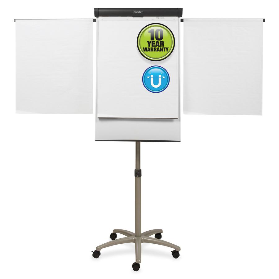 Quartet Compass Nano-Clean Magnetic Mobile Presentation Easel - 36" (3 ft) Width x 24" (2 ft) Height - White Painted Steel Surface - Graphite Aluminum Frame - Horizontal - Magnetic - 1 Each. Picture 8