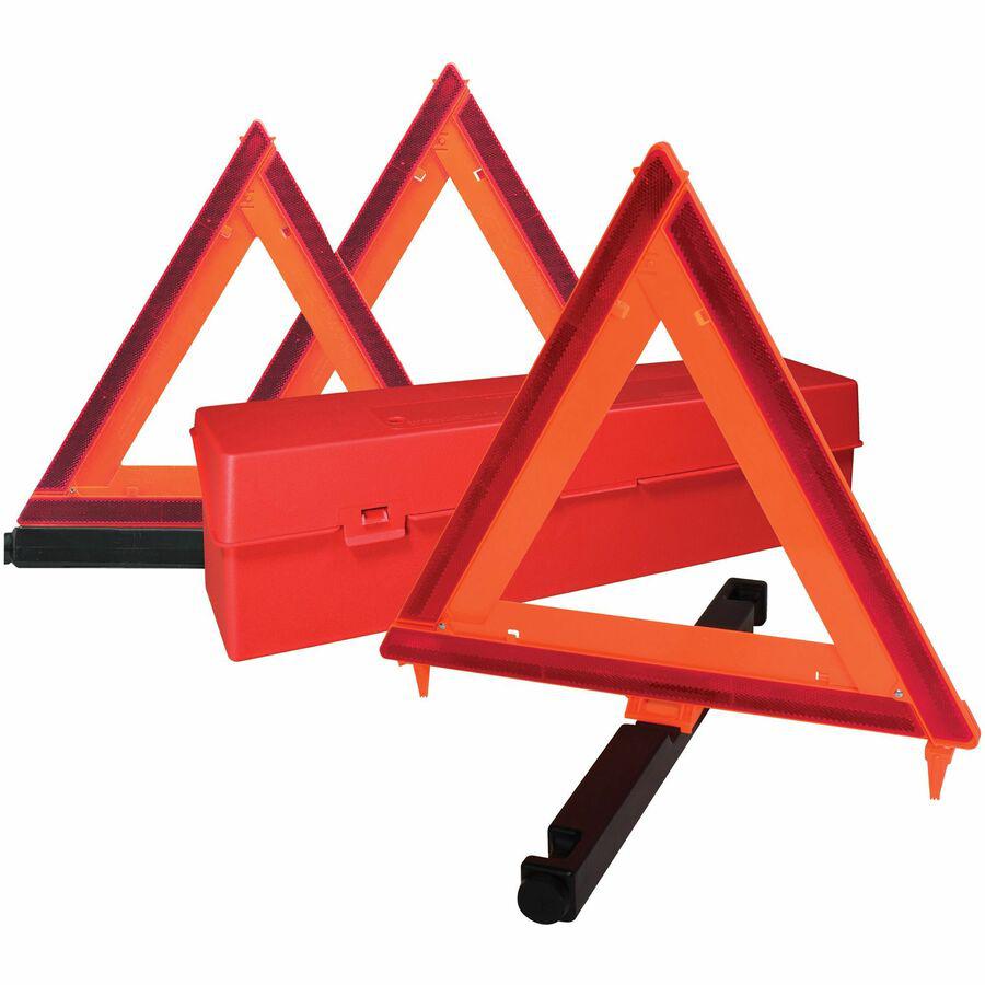 Deflecto Early Warning Triangle Kit - 1 Each - Triangle Shape - Fluorescent, Non-flammable - Orange, Red. Picture 5