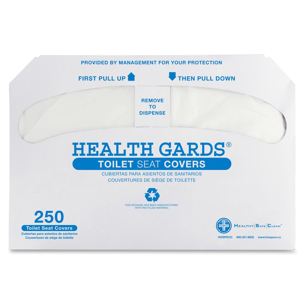 Health Gards Half-fold Toilet Seat Covers - Half-fold - 250.0 / Pack - 20 / Carton - Plastic - White. Picture 2