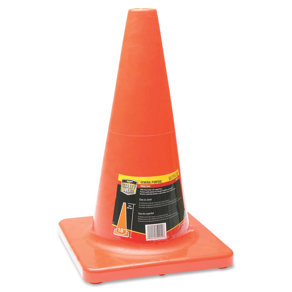 Honeywell Orange Traffic Cone - 1 Each - 11" Width x 18" Height - Cone Shape - Fade Resistant, Long Lasting, UV Resistant - Orange. Picture 2