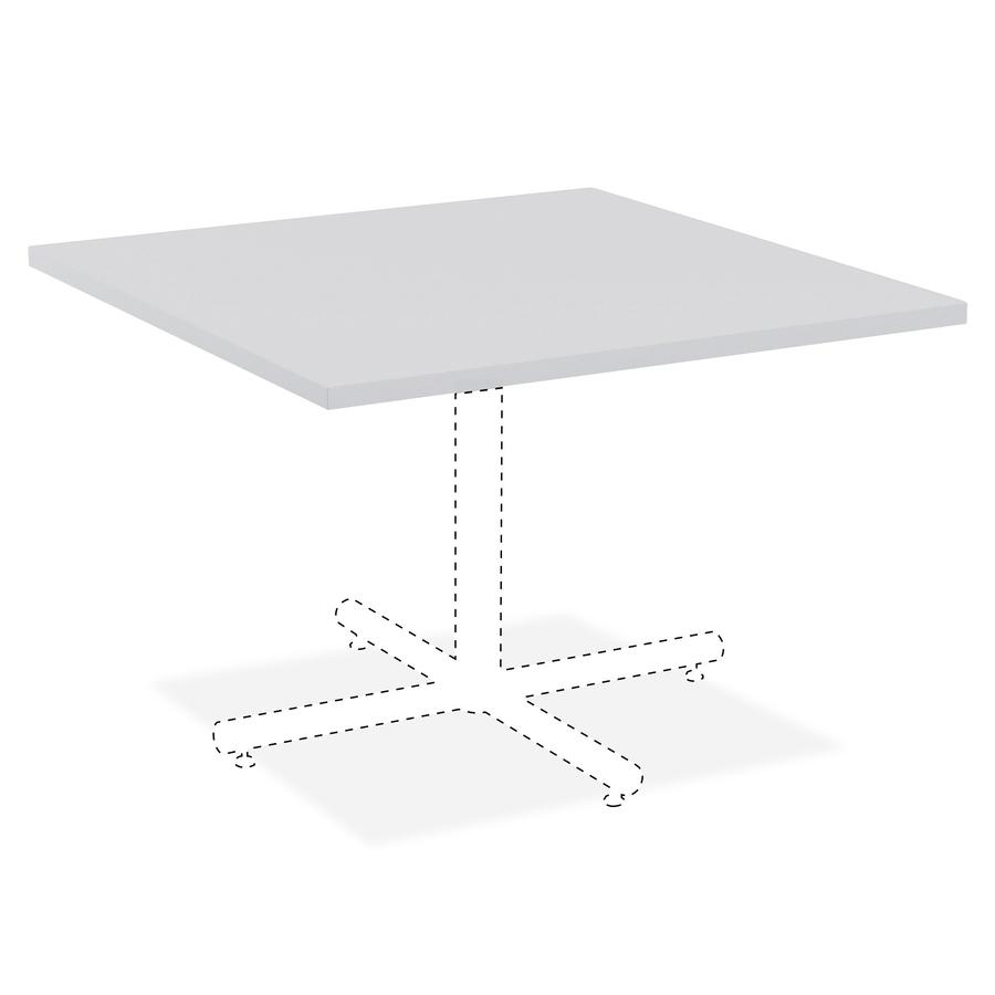 Lorell Hospitality Square Tabletop - Light Gray - Square Top - 36" Table Top Length x 36" Table Top Width x 1" Table Top Thickness - Assembly Required - High Pressure Laminate (HPL), Light Gray. Picture 2