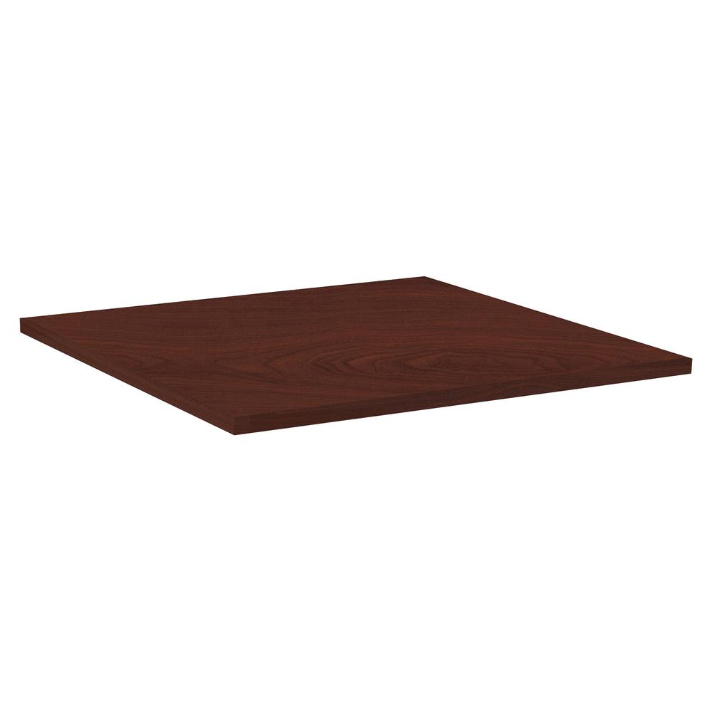 Lorell Hospitality Square Tabletop - Mahogany - Square Top - 42" Table Top Length x 42" Table Top Width x 1" Table Top Thickness - Assembly Required - High Pressure Laminate (HPL), Mahogany. Picture 4