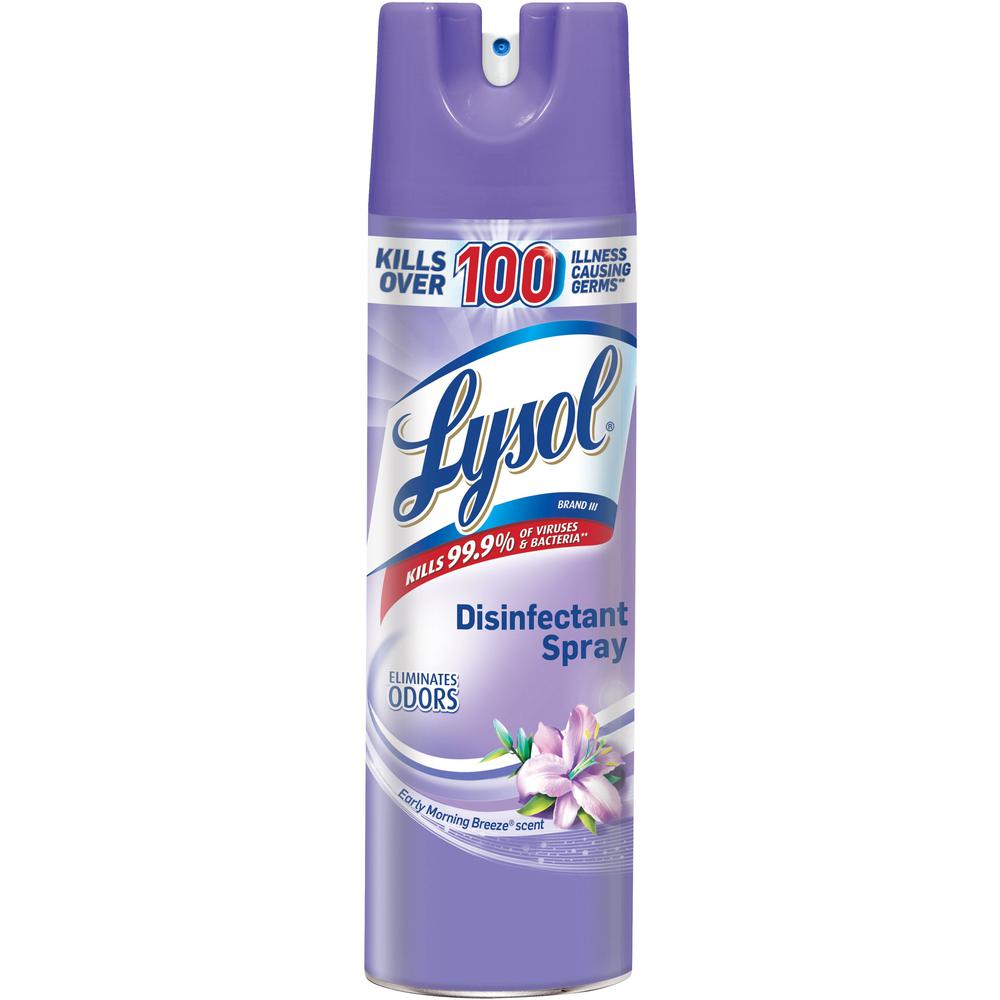 Lysol Breeze Disinfectant Spray - Aerosol - 19 fl oz (0.6 quart) - Early Morning Breeze Scent - 12 / Carton - Clear. Picture 2