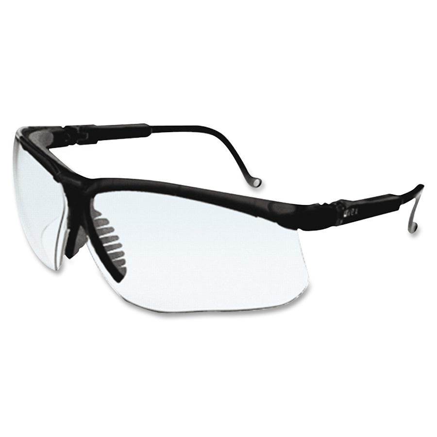 Uvex Safety Wraparound Safety Eyewear - Black, Clear - Flexible, Wraparound Lens, Scratch Resistant, Comfortable, Adjustable Temple - 1 Each. Picture 2