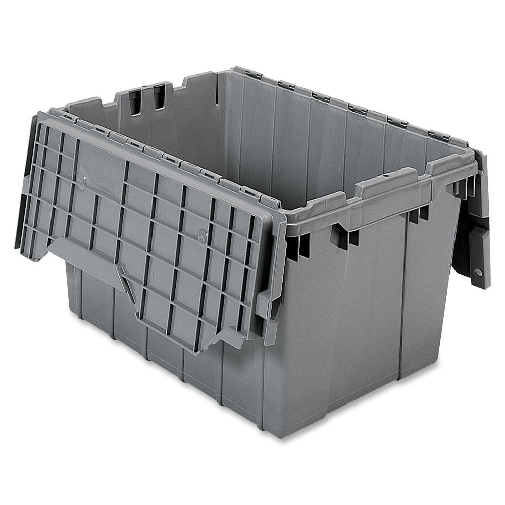 Akro-Mils Attached Lid Storage Container - Internal Dimensions: 12" Height - External Dimensions: 21.5" Length x 15" Width x 12.5" Height - 65 lb - 12 gal - Padlock, String/Button Tie Closure - Stacka. Picture 2
