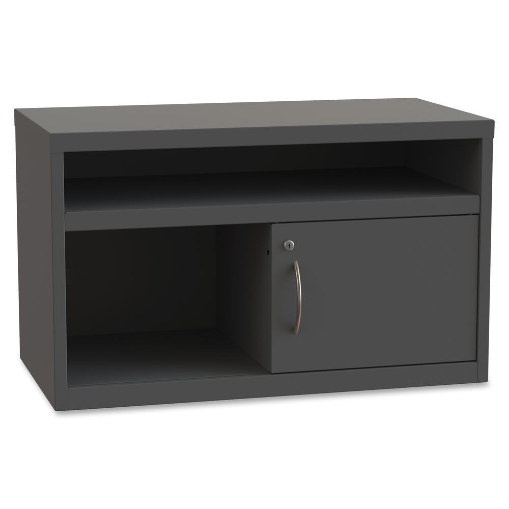 Lorell Sliding Door Lateral Credenza Sliding Door Credenza - 36" x 18.8" x 21.9" - 2 x Shelf(ves) - Sliding Door(s) - Lateral - Sliding Door, Pull Handle, Leveling Glide - Charcoal - Recycled. Picture 2