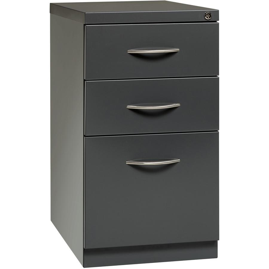 Lorell Premium Mobile BBF Pedestal File - 3-Drawer - 15" x 22.9" x 27.8" - 3 x Drawer(s) for Box, File - Letter - Ball-bearing Suspension, Drawer Extension, Durable, Pencil Tray - Charcoal - Recycled. Picture 2