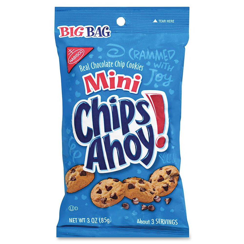 Chips Ahoy! Mini Chocolate Chip Cookies - Chocolate Chip - 3 - 12 / Carton. Picture 2