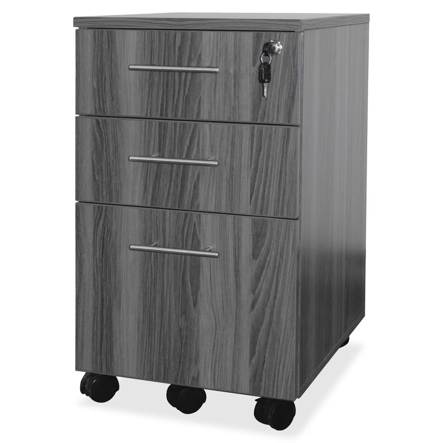 Mayline Medina Box/Box/File Mobile Pedestal - 18" x 15.5" x 26.8" - 3 x Box, File Drawer(s) - Material: Steel - Finish: Gray, Laminate - Stain Resistant, Water Resistant, Abrasion Resistant, Ball-bear. Picture 3