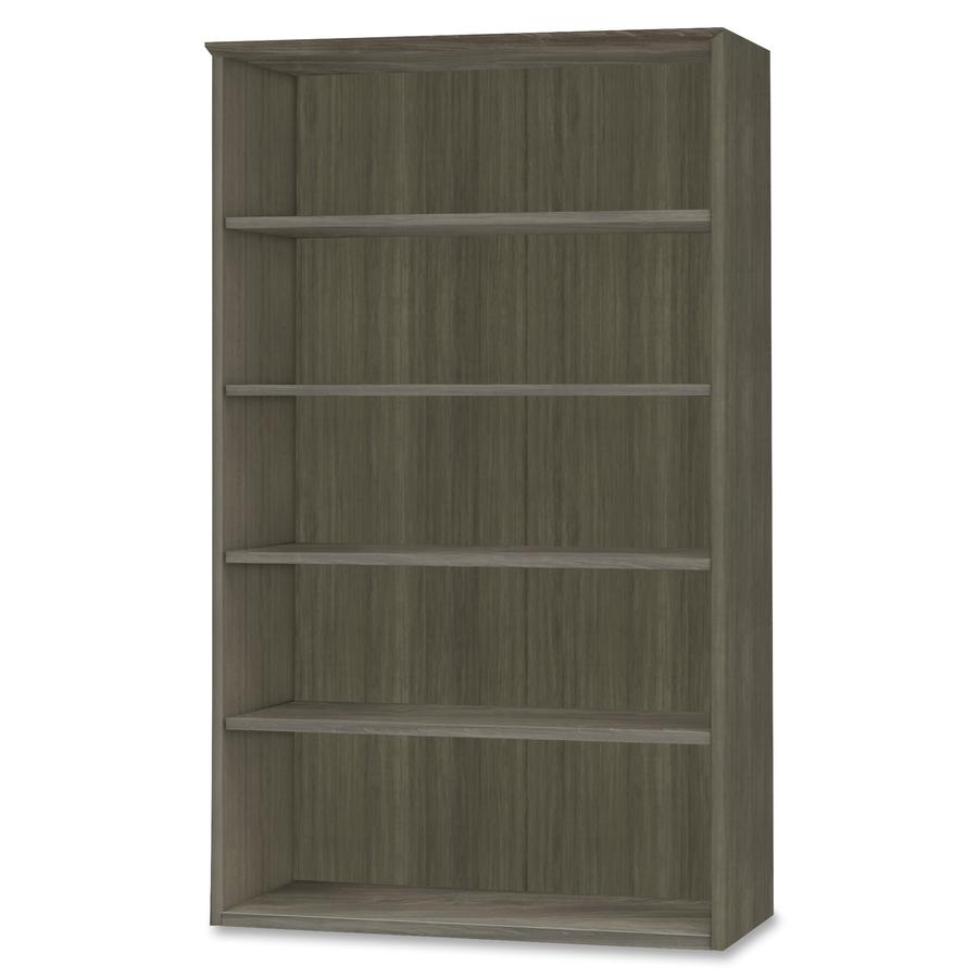 Mayline Medina Series Gray Laminate. 5-Shelf Bookcase - 36" x 13"68" Bookshelf, 1" Shelf - 5 Shelve(s) - 4 Adjustable Shelf(ves) - Finish: Gray Steel Laminate - Stain Resistant, Water Resistant, Abras. Picture 3