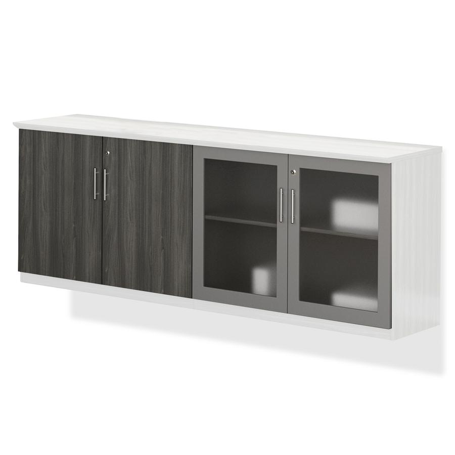 Mayline Medina Series Low Wall Cabinet Doors - Contemporary - 34.9" Width x 26.7" Height x 600 mil Thickness - Glass, Wood - Gray, LaminateLockable. Picture 3