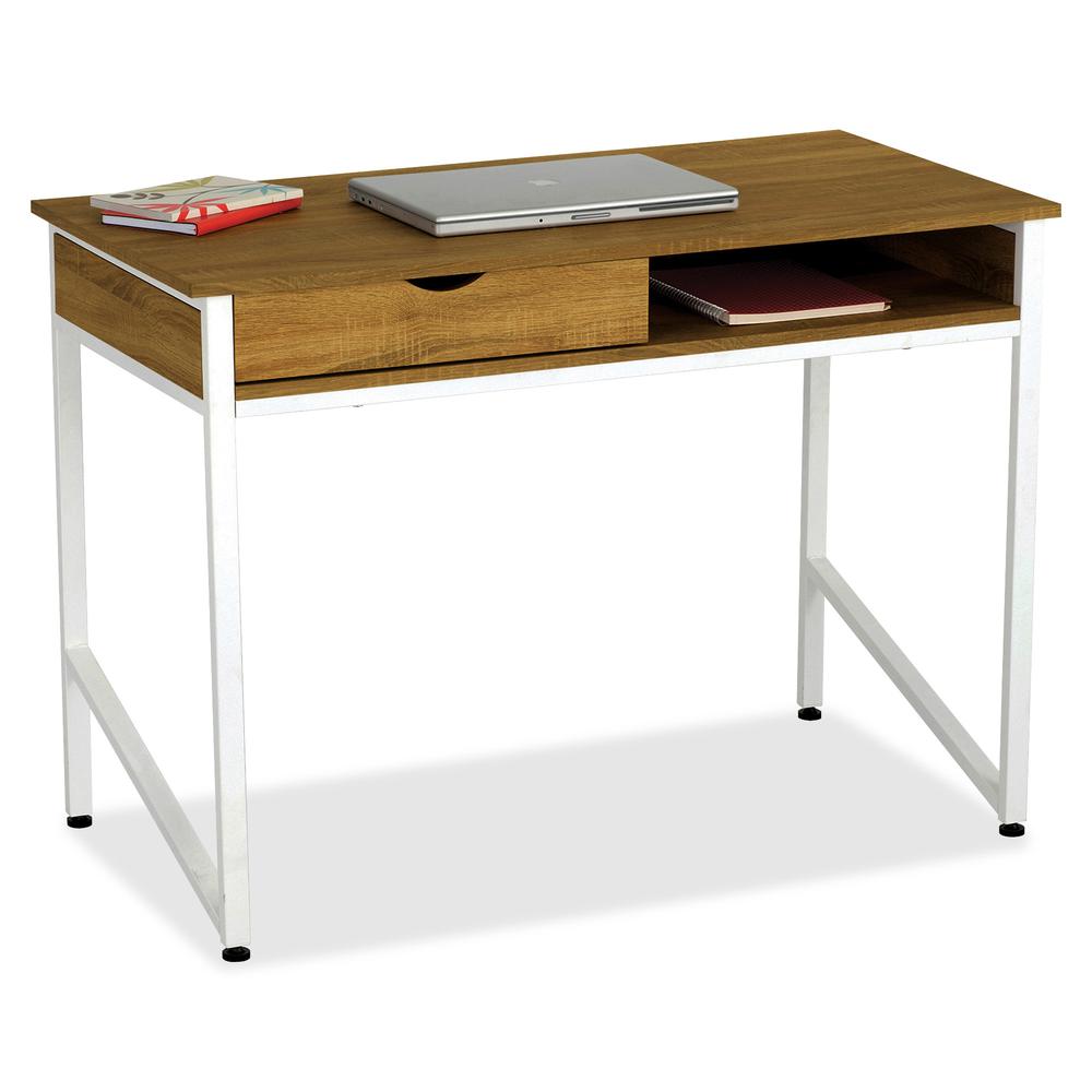 Safco Single Drawer Office Desk - Laminated Rectangle Top - 4 Legs - 43.25" Table Top Width x 21.63" Table Top Depth - 30.75" Height - Assembly Required. Picture 3