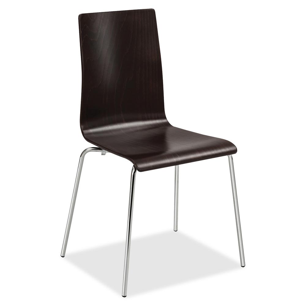 Safco Bosk Stack Chair - Espresso Plywood Seat - Espresso Plywood Back - Chrome Plated Steel Frame - Four-legged Base - 2 / Carton. Picture 2