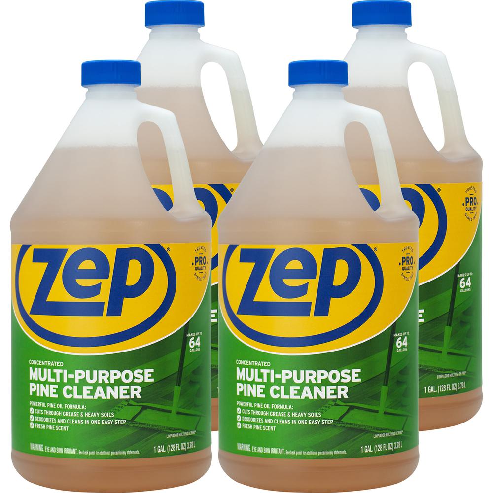 Zep Multipurpose Pine Cleaner - For Multipurpose - Concentrate - 128 fl oz (4 quart) - Pine ScentBottle - 4 / Carton - Disinfectant, Deodorize - Brown. Picture 3