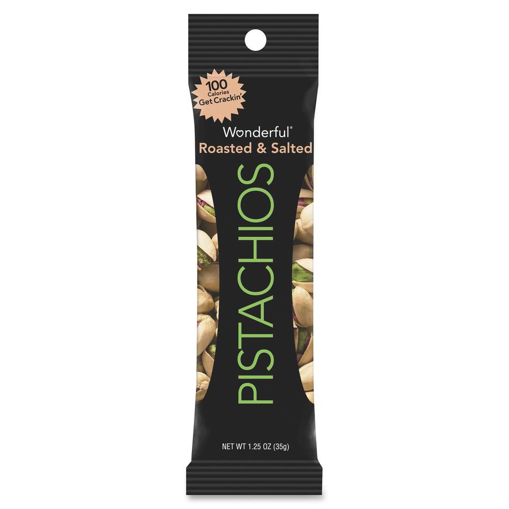 Wonderful Pistachios & Almonds Wonderful Roasted & Salted Pistachios - Cholesterol-free - Pistachio - 1.25 oz - 12 / Box. Picture 2